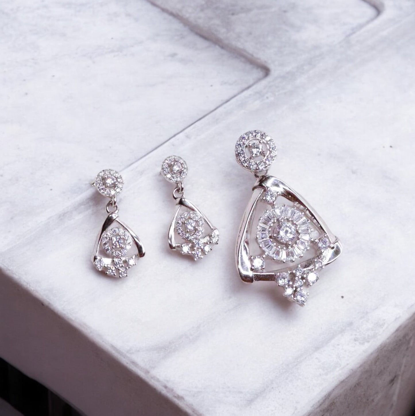 Sparkling Elegance CZ Silver Pendant Set