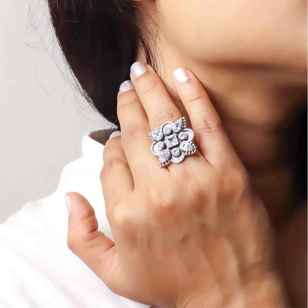 Silver Oxidised Ring