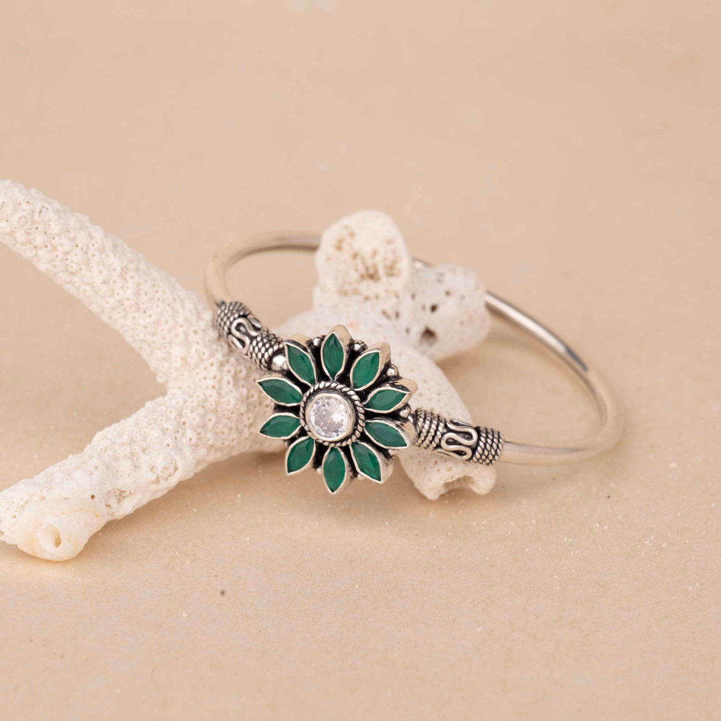 Silver Floral Cuff