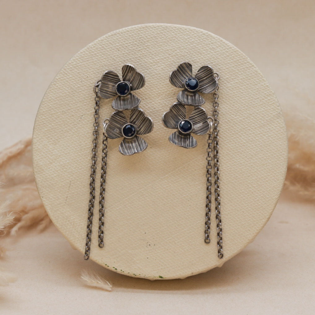 Oxidized Flower Earrings