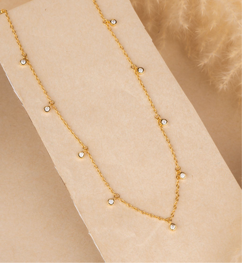 Gold Dangling Stones Chain