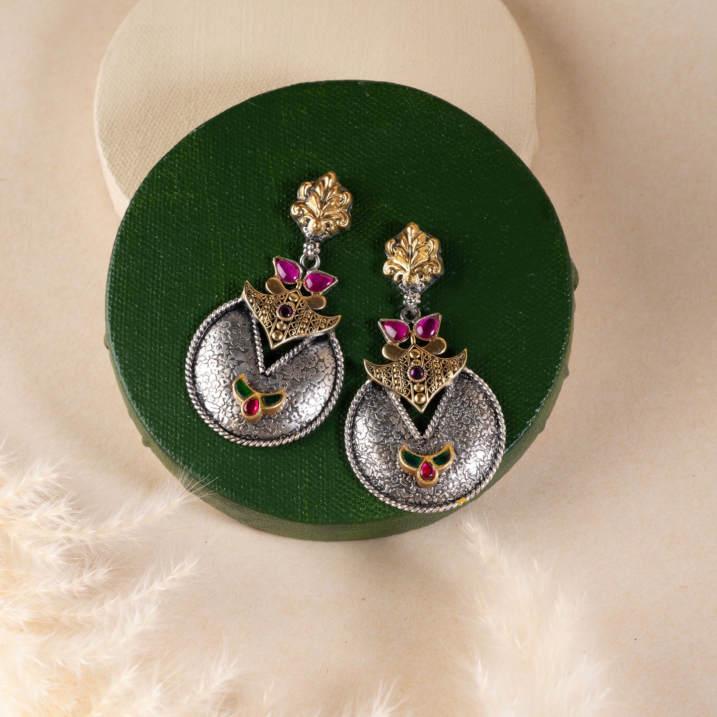 Stunning silver chandbali earrings with intricate detailing, embodying traditional elegance and grace.