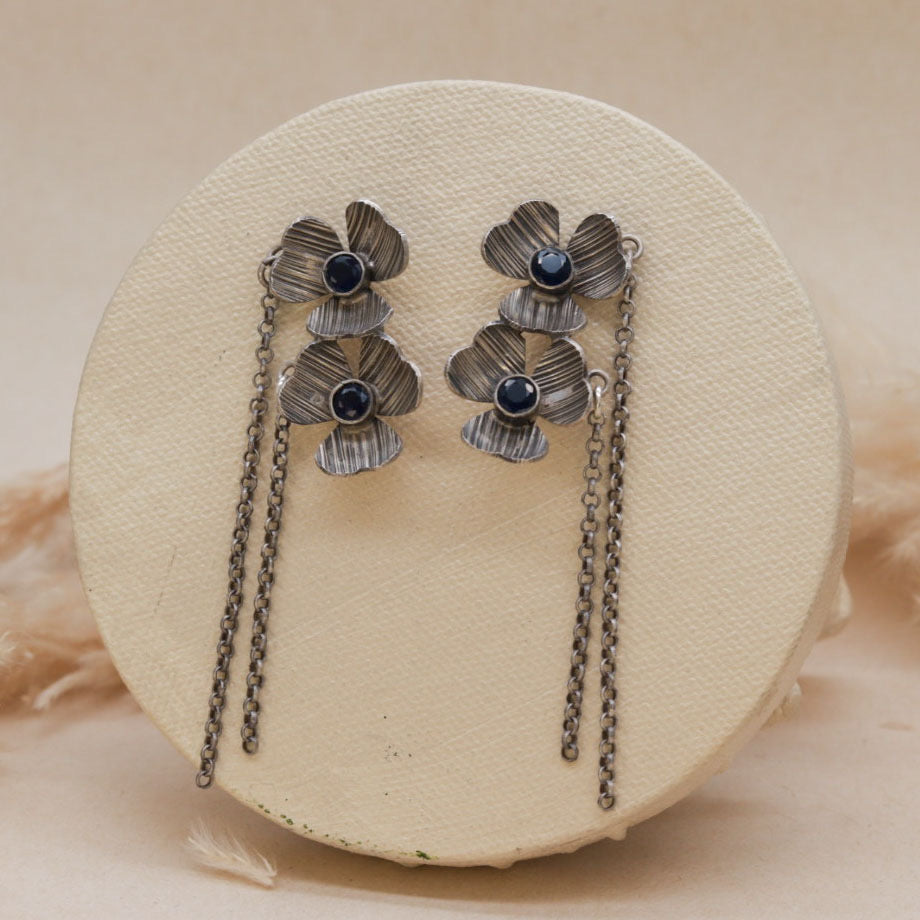 Oxidized Flower Earrings