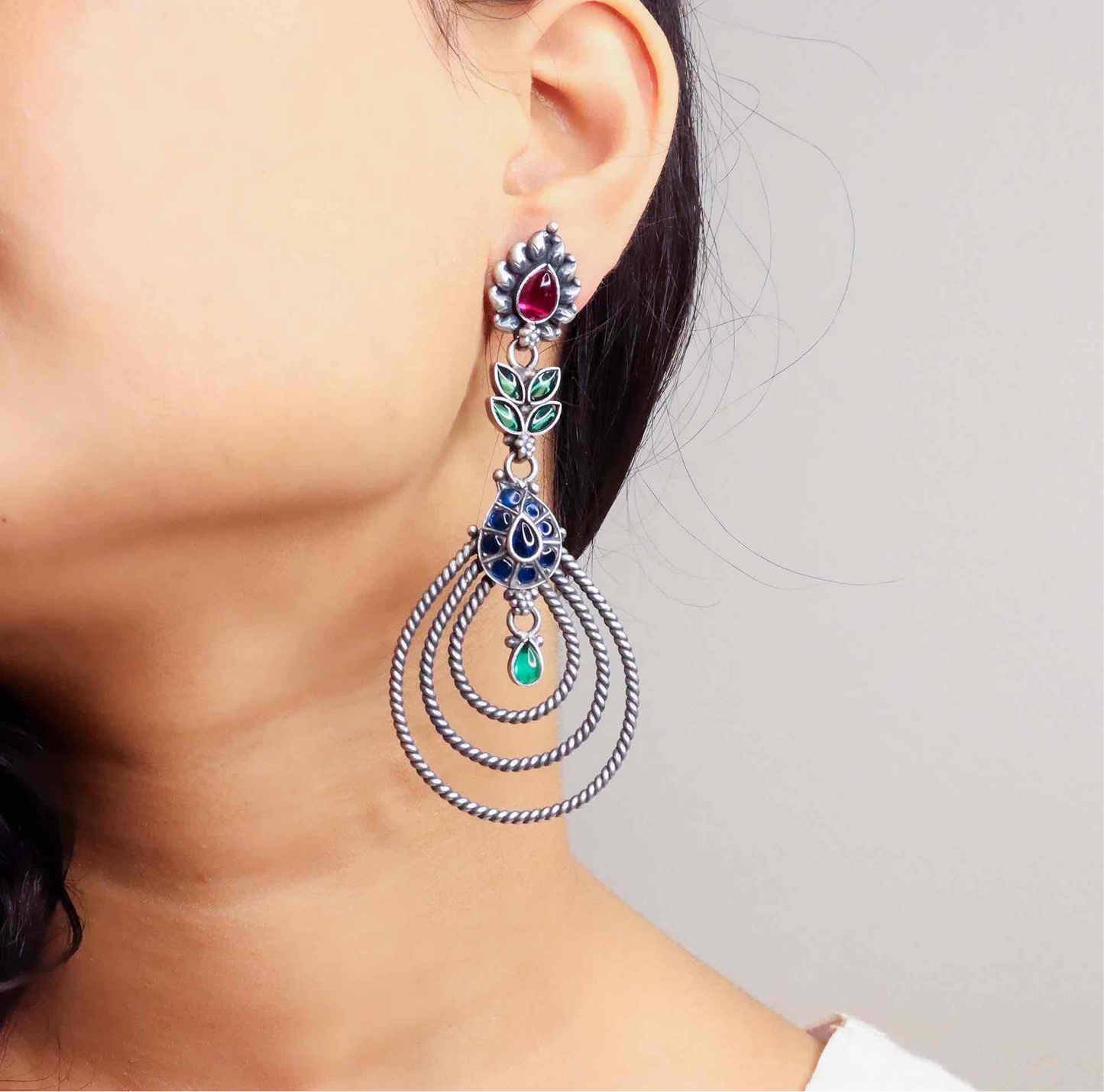 Silver oxidised Earrings