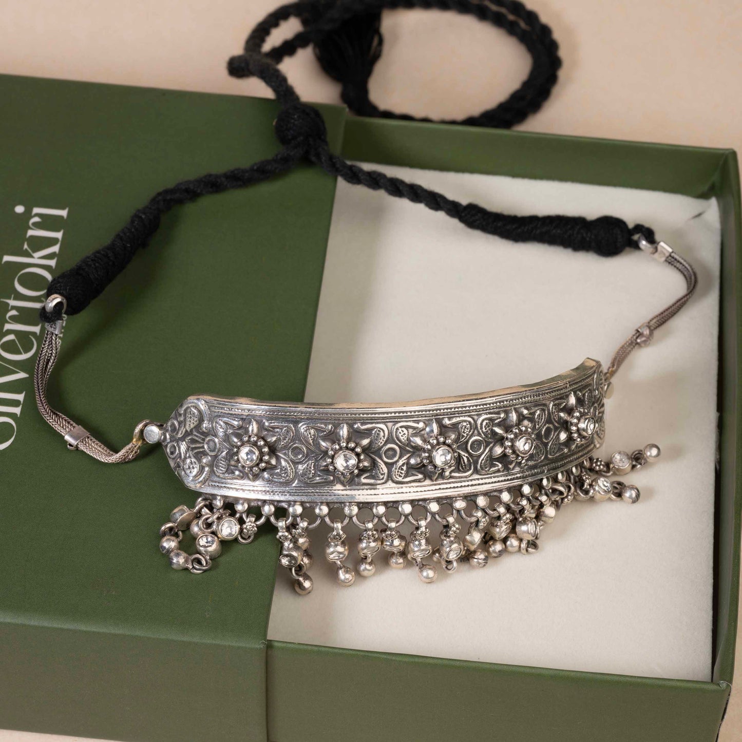 Oxidised Silver Choker