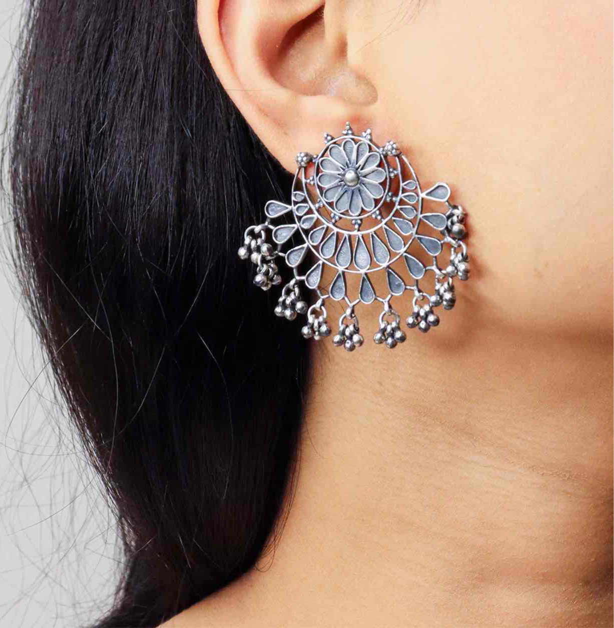 Silver Chandbali