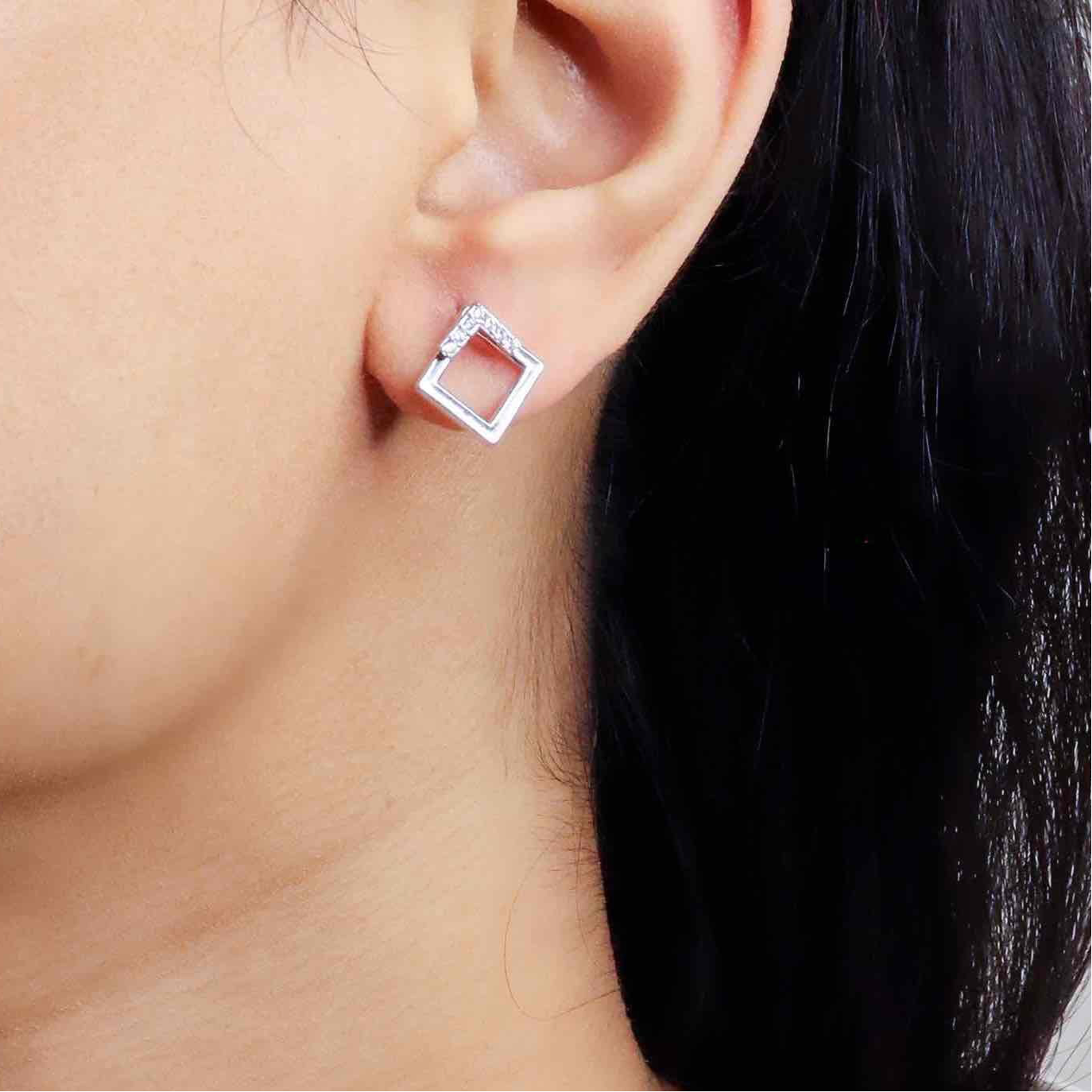 Silver Square Studs