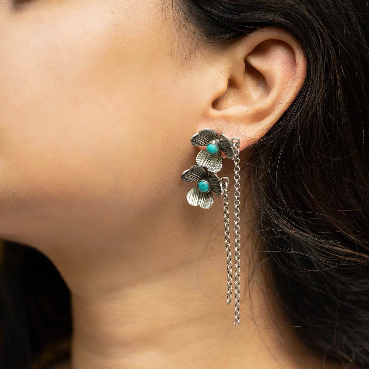 Oxidised Floral Earrings