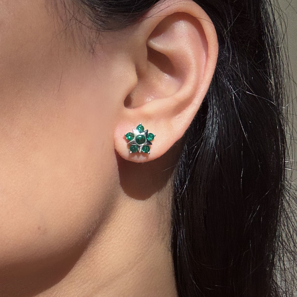 Green Floral Earrings