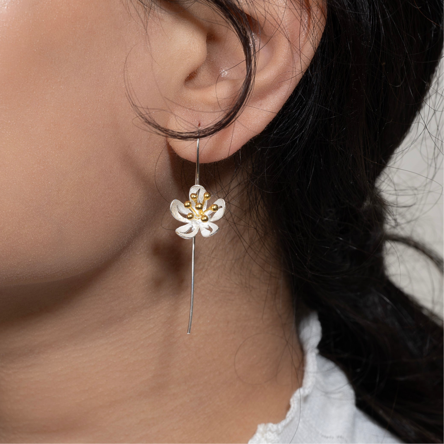 Silver Floral Earrings