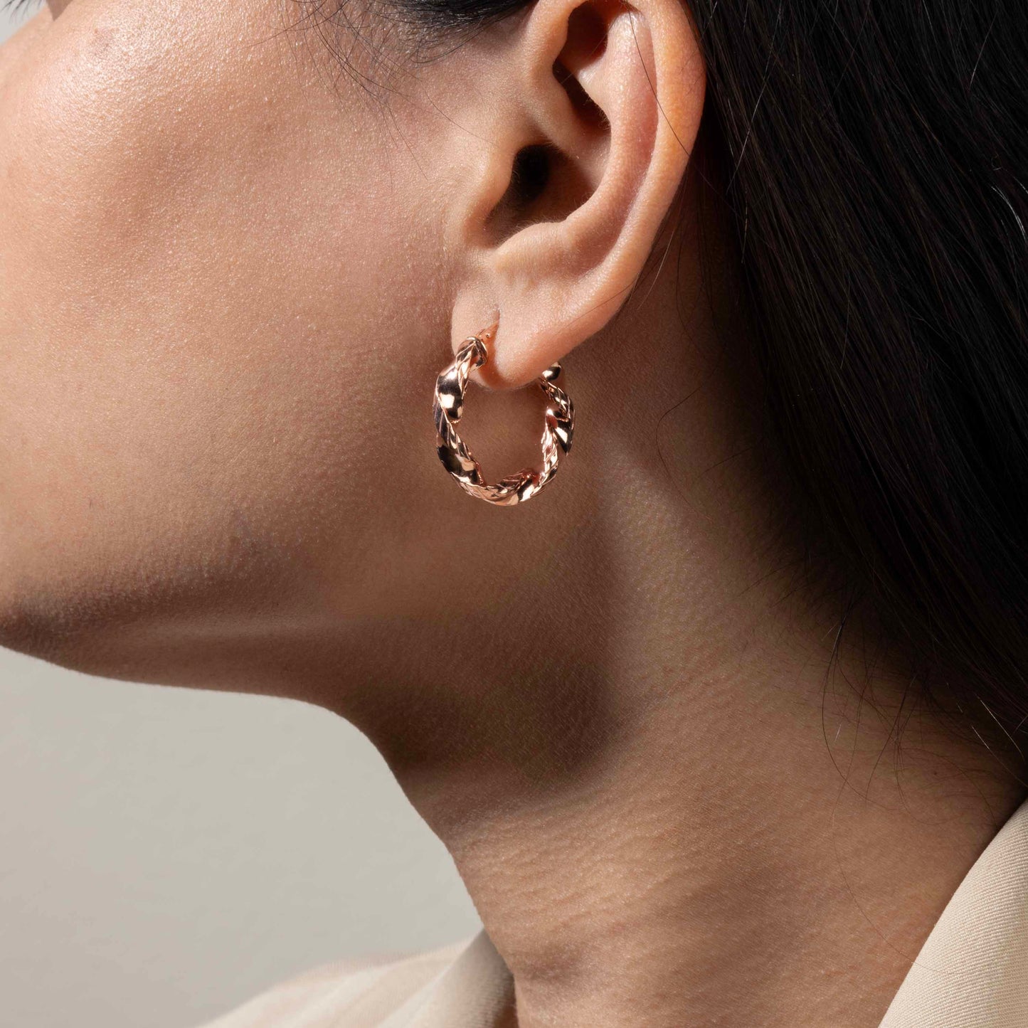 Twisted Rose Gold Hoops