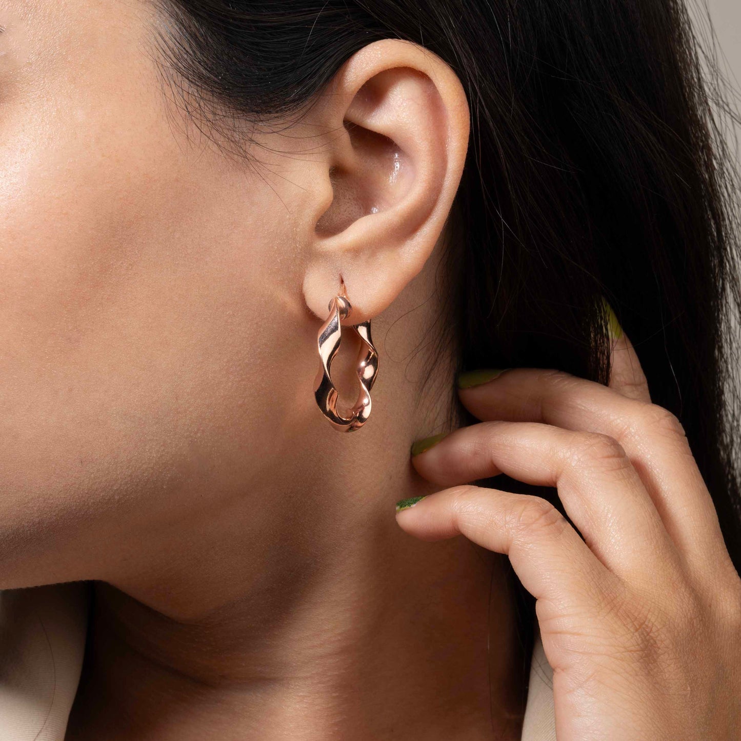 Twisted Rose Gold Hoops