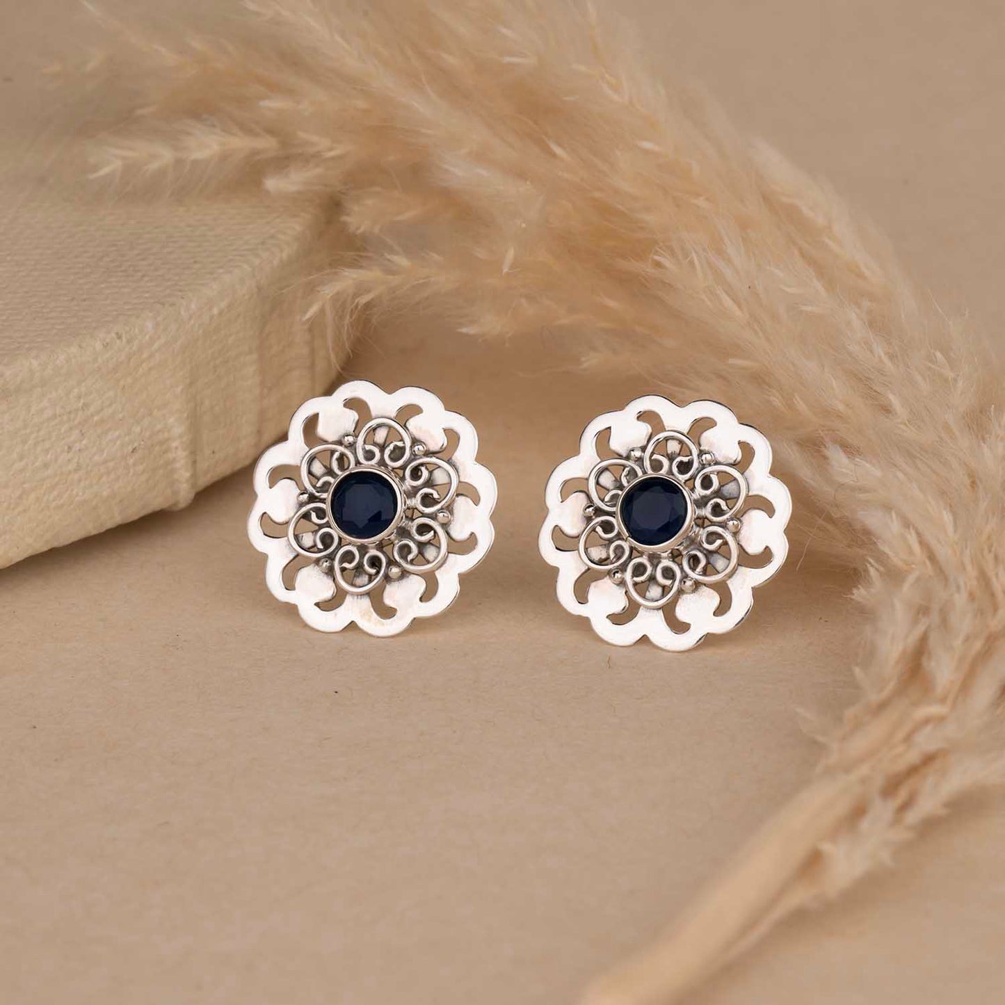 Silver Floral Earrings