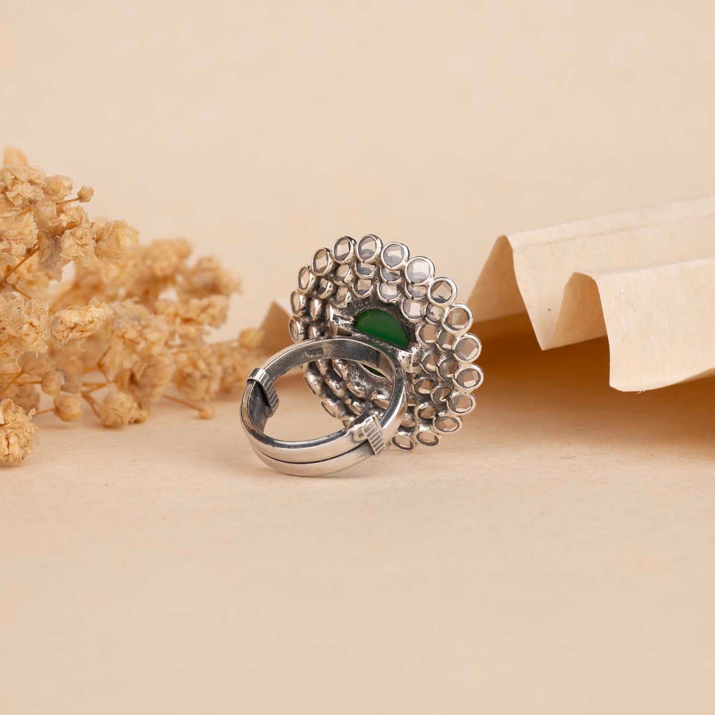 Silver Open Polki Ring