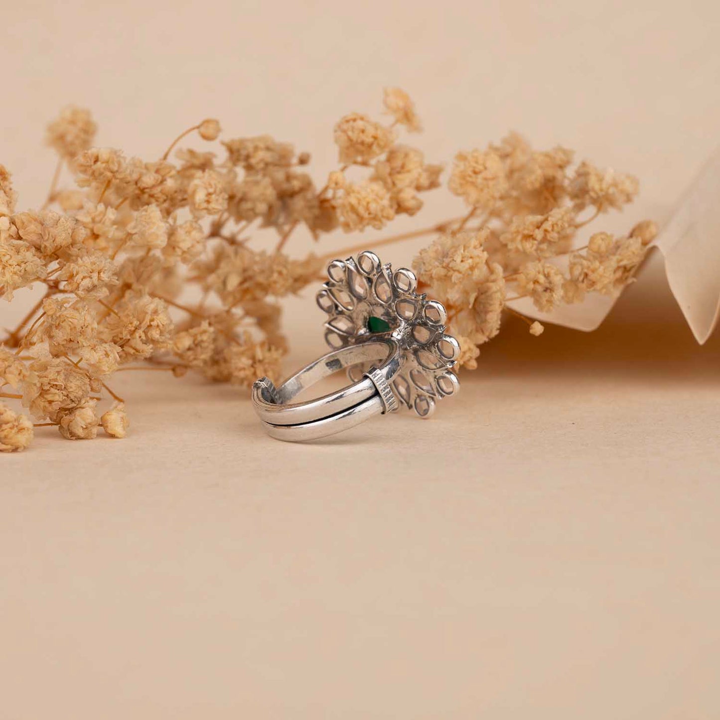 Silver Open Polki Ring