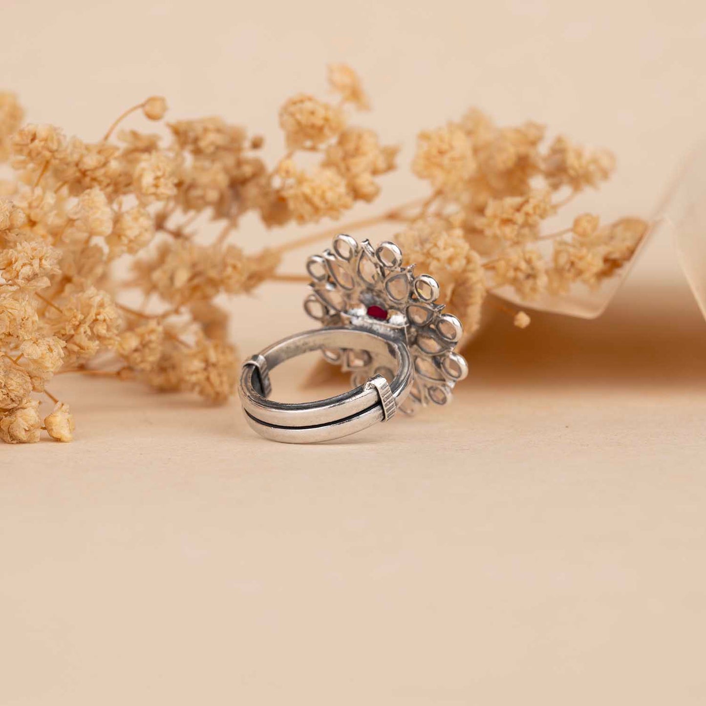 Silver Open Polki Ring