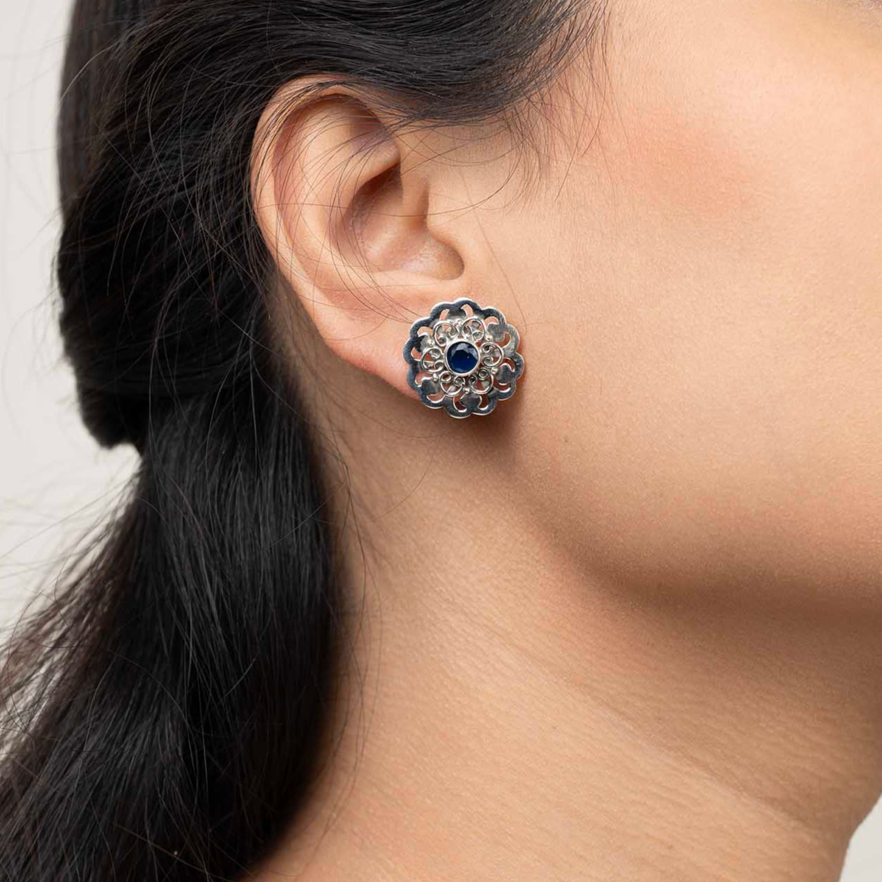 Silver Floral Earrings