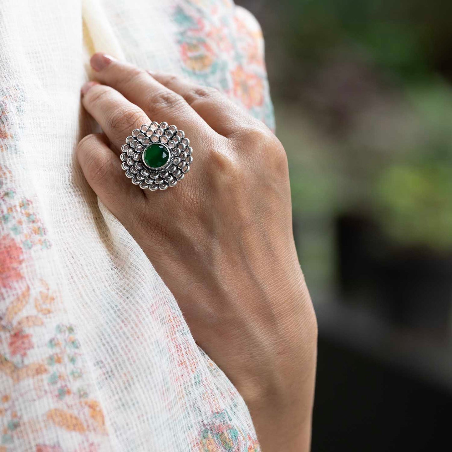 Silver Open Polki Ring