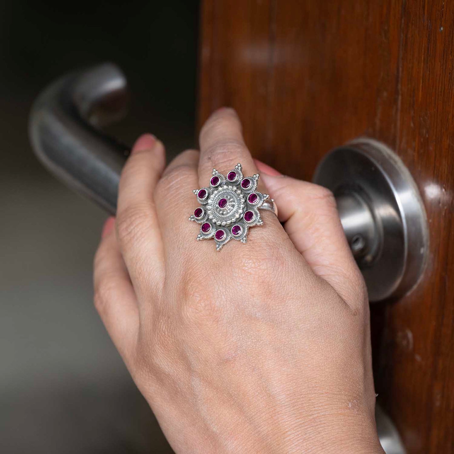 Oxidised Mndala Ring
