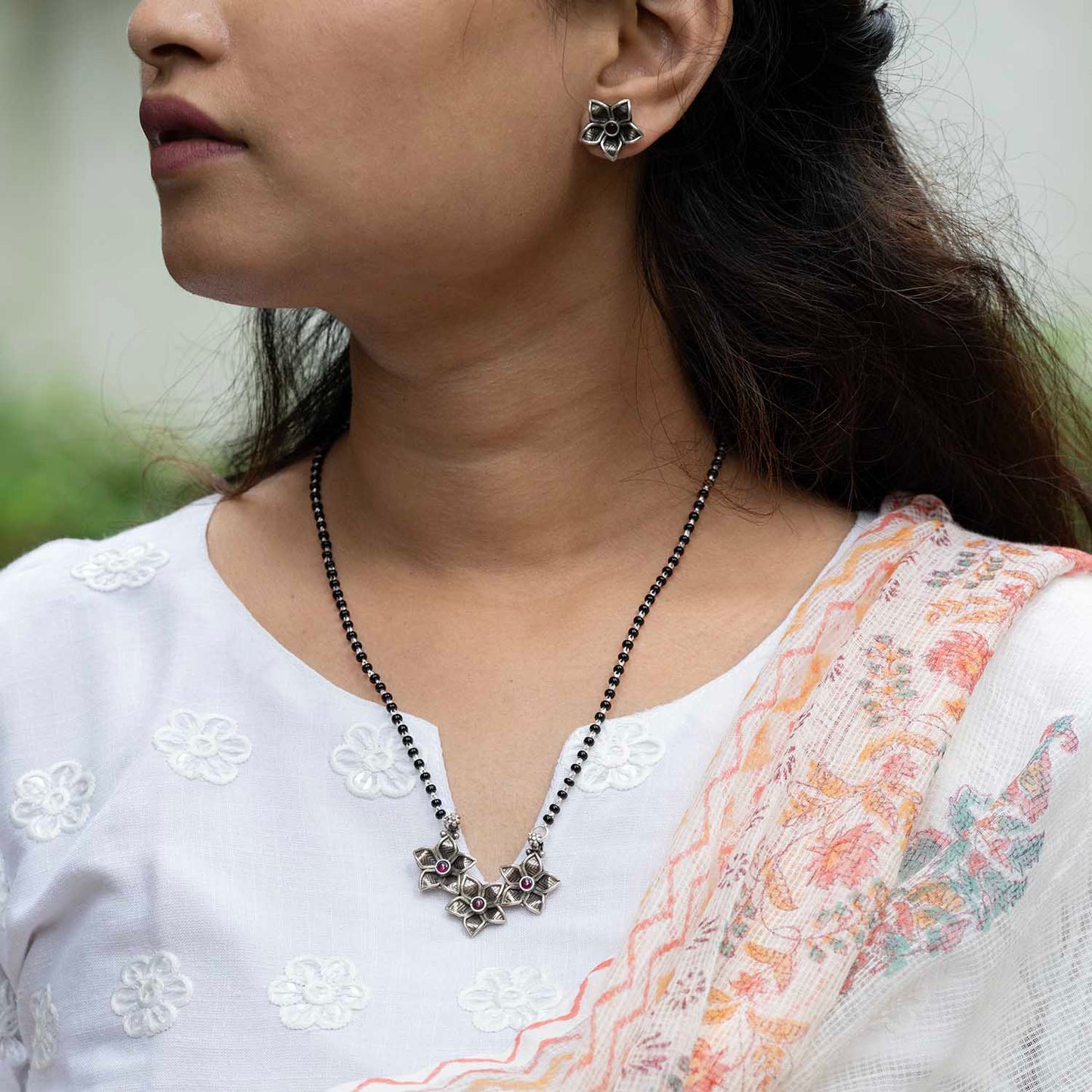 Oxidised Mangalsutra with Earrings