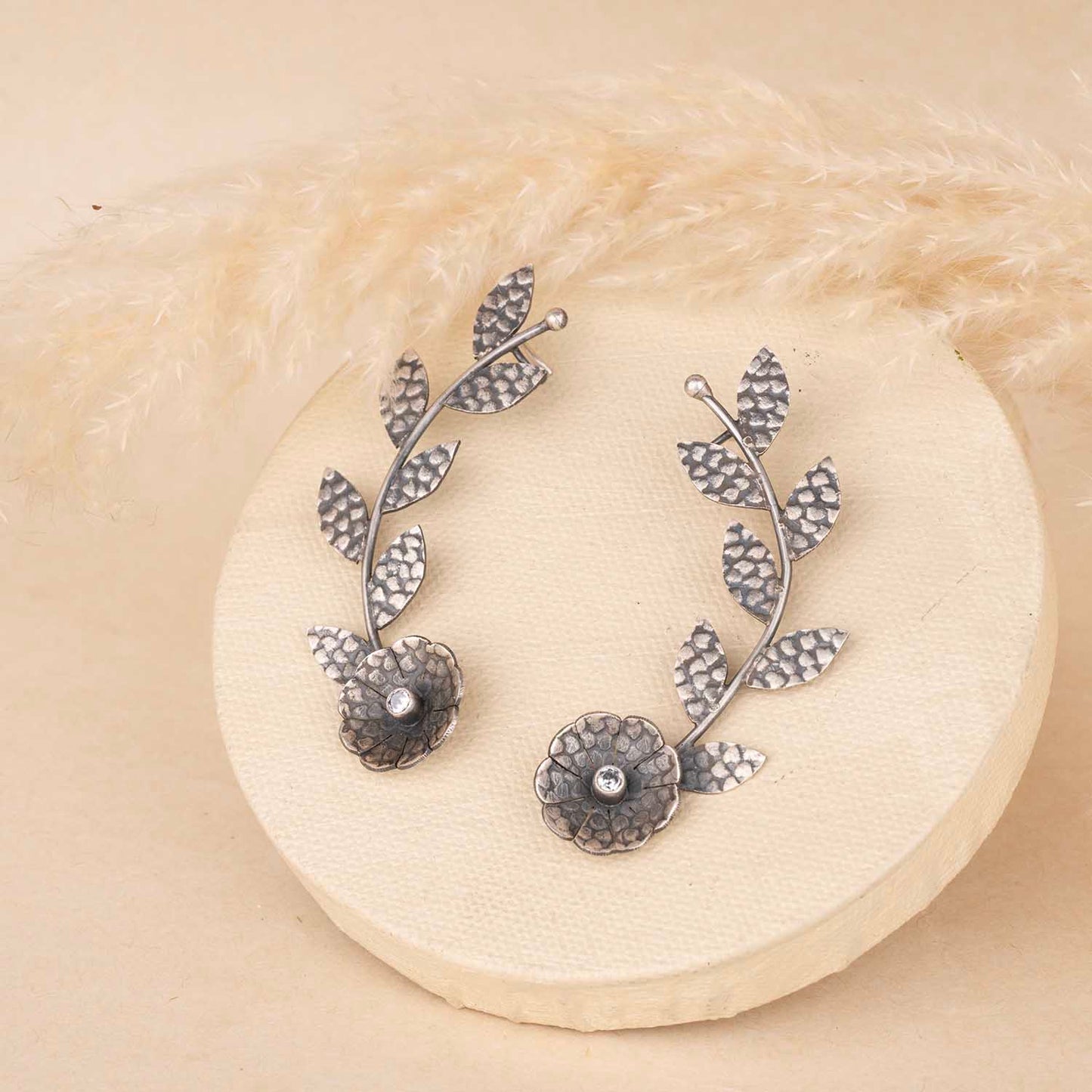 Oxidized Flower Earrings
