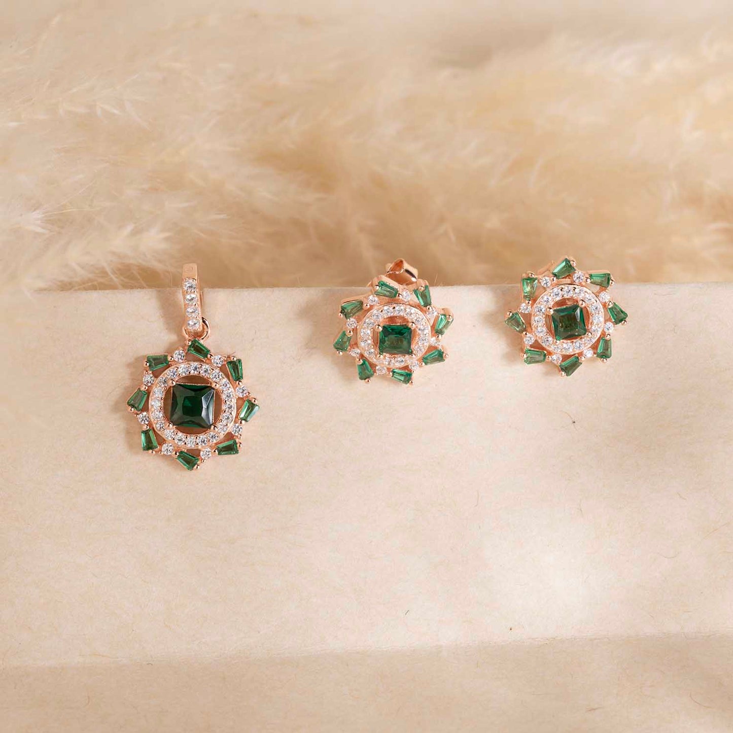 Rose Gold Pendant & Earrings Set