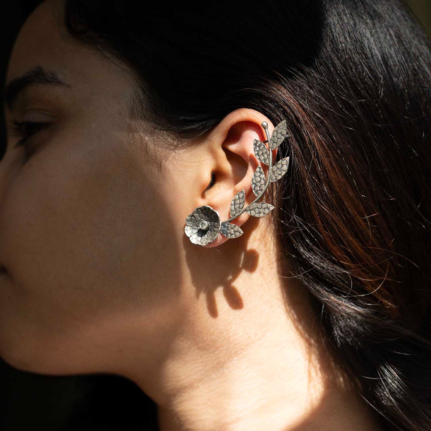 Oxidized Flower Earrings