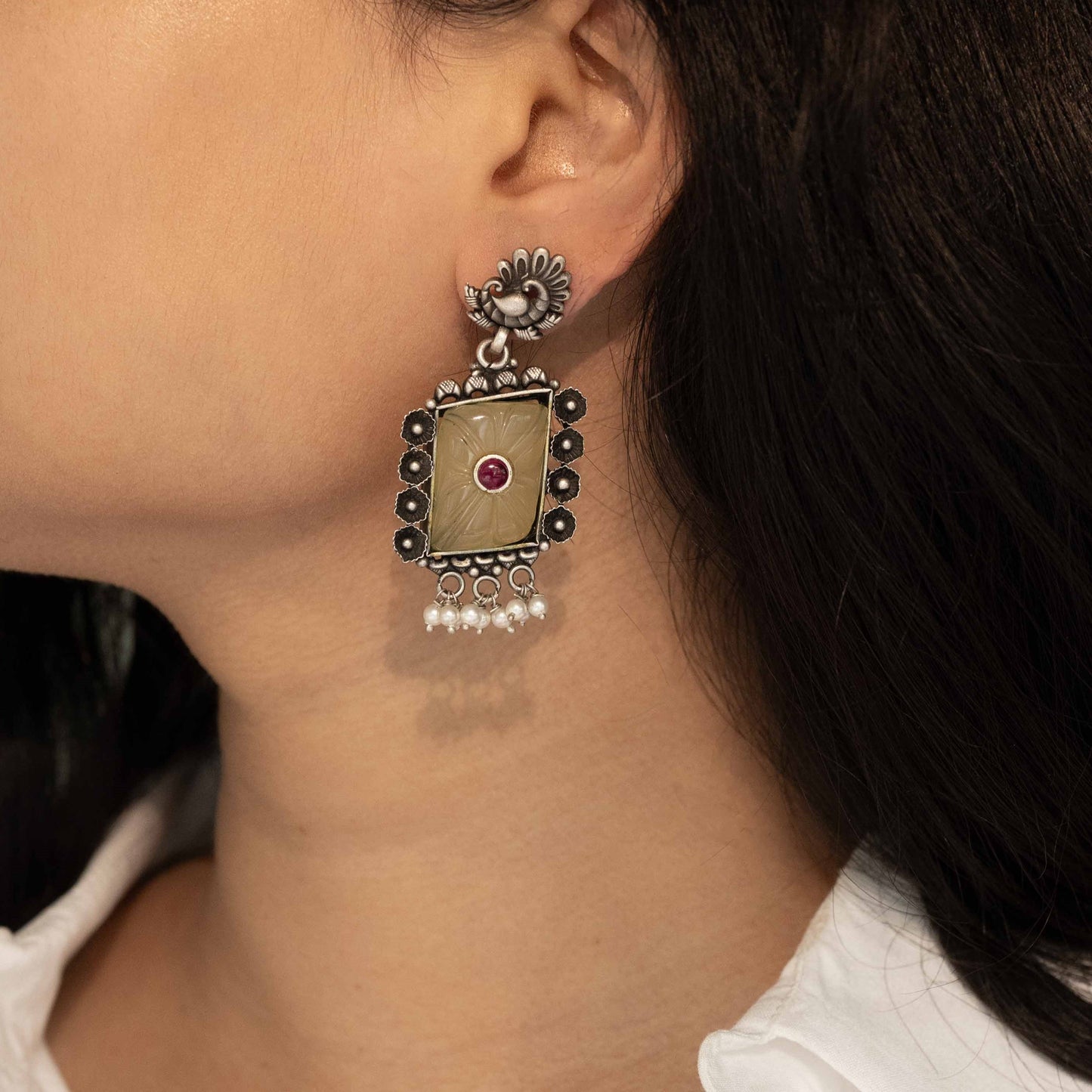 ethnic earrings, oxidised earrings, silver earrings, 925 silver earrings, sterling silver studs, light weight silver earrings, gift for women/girls, wedding jewellery