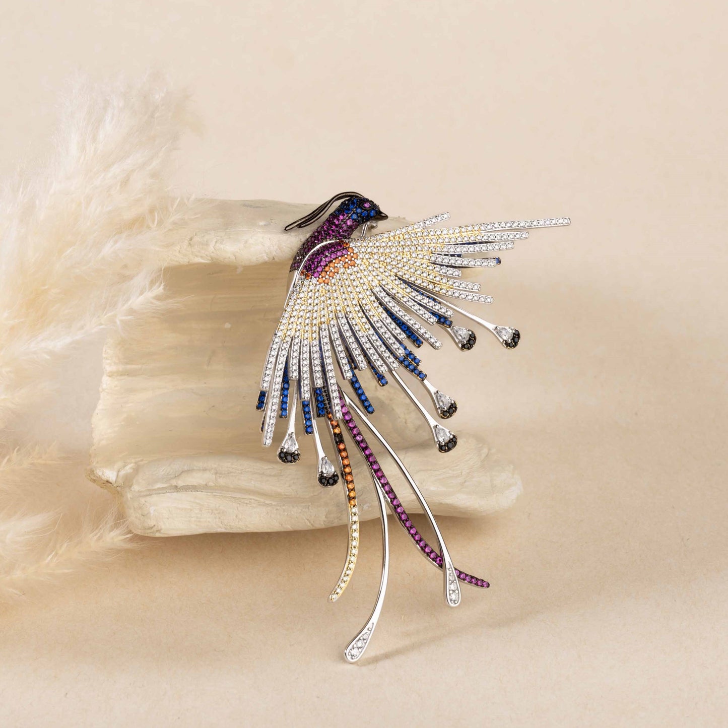 Handcrafted 925 sterling silver brooch with bird design, perfect for women’s or men's formal wear or as a statement accessory for weddings and parties. gift for women/girls, gift for men/boys