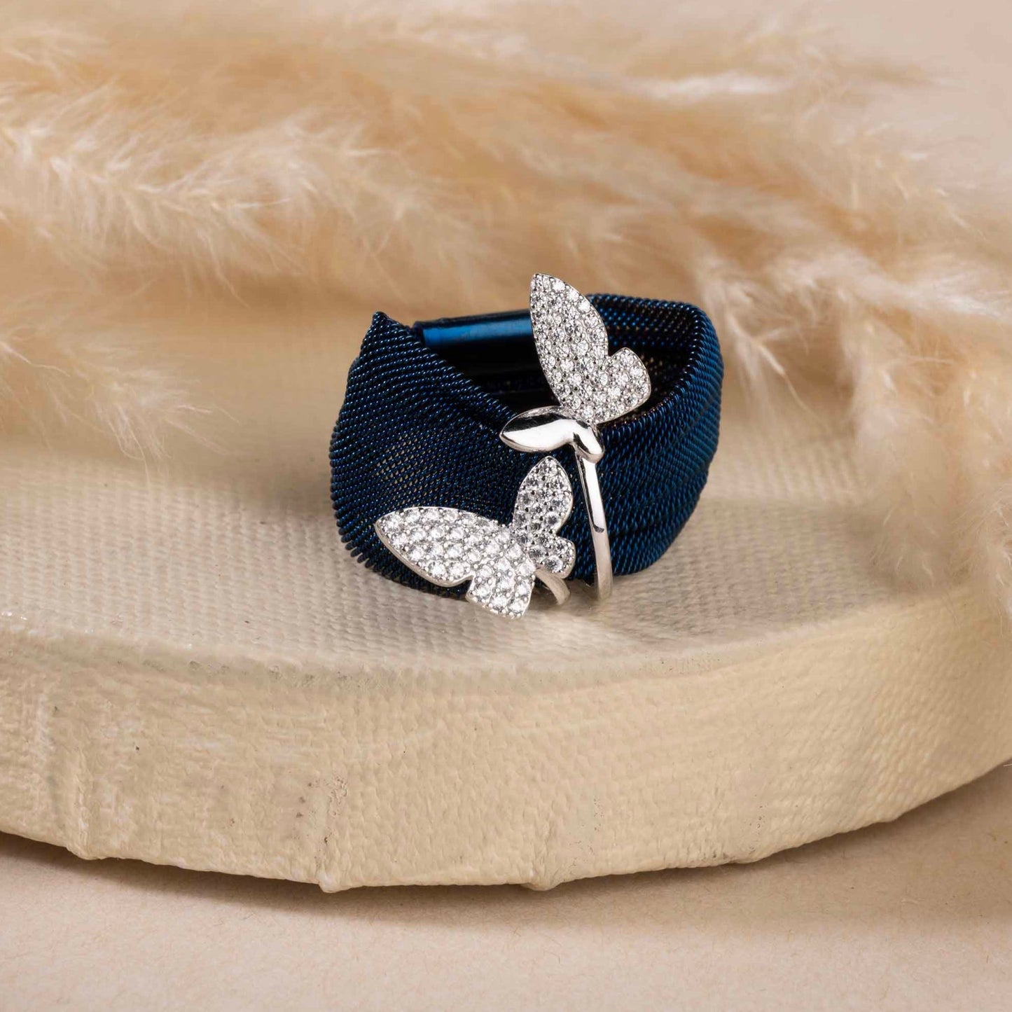 blue colour silver ring for women/ gift for her