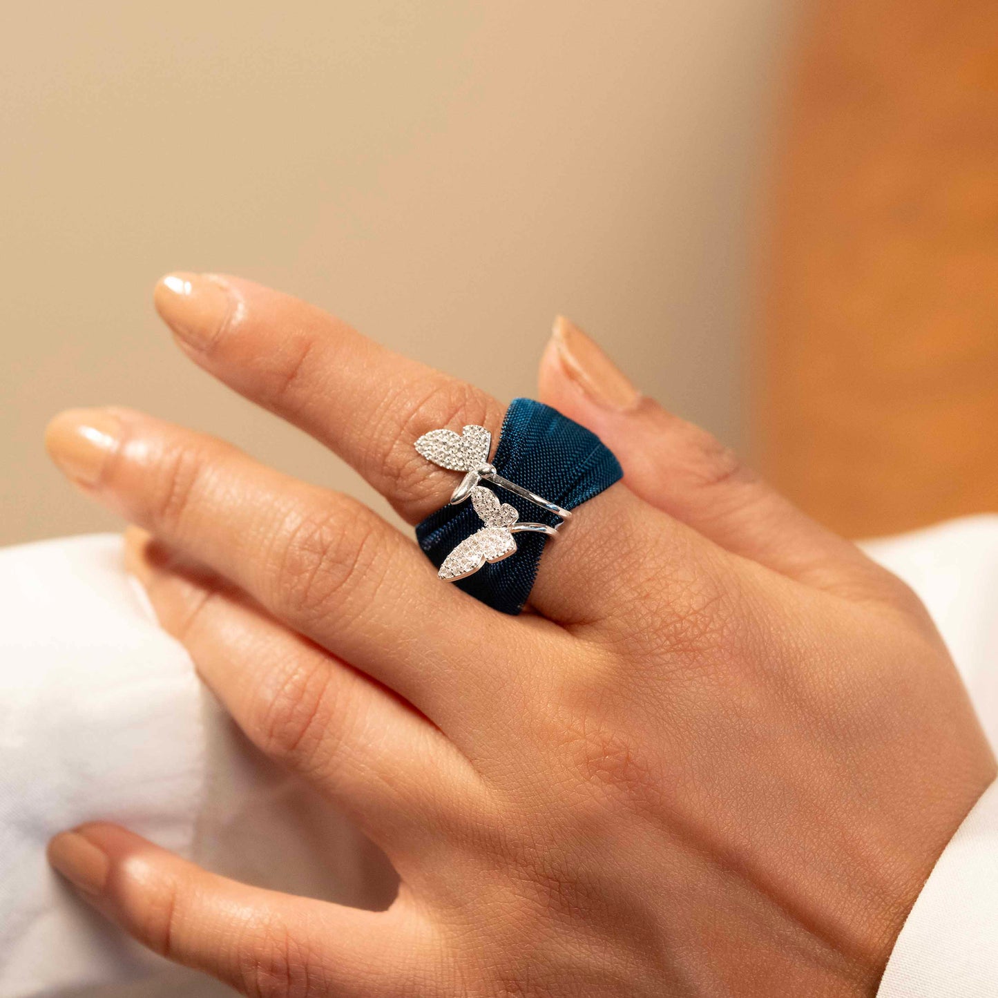 blue colour silver ring for women/ gift for her