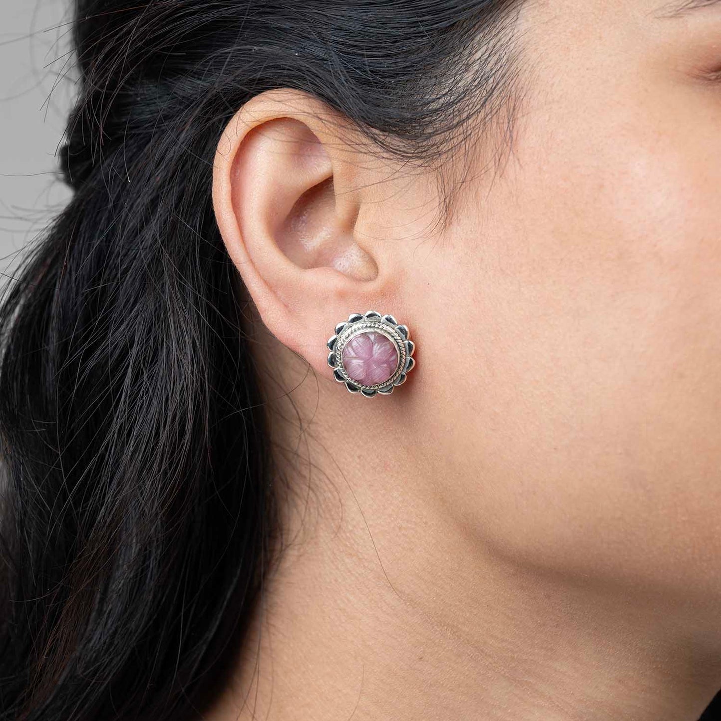 Pink Silver Studs