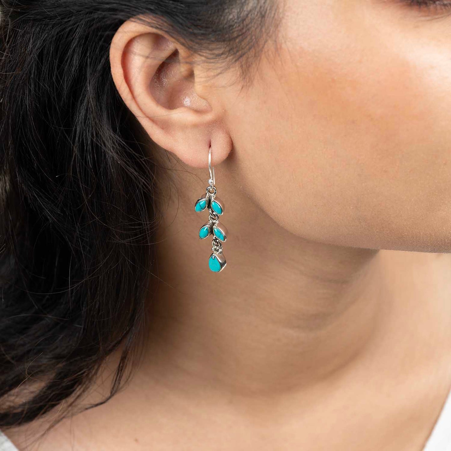 Dangling Turquoise Silver Earrings