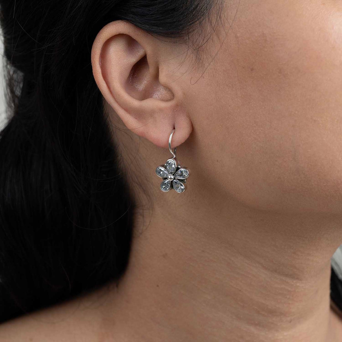 Floral Silver Earrings