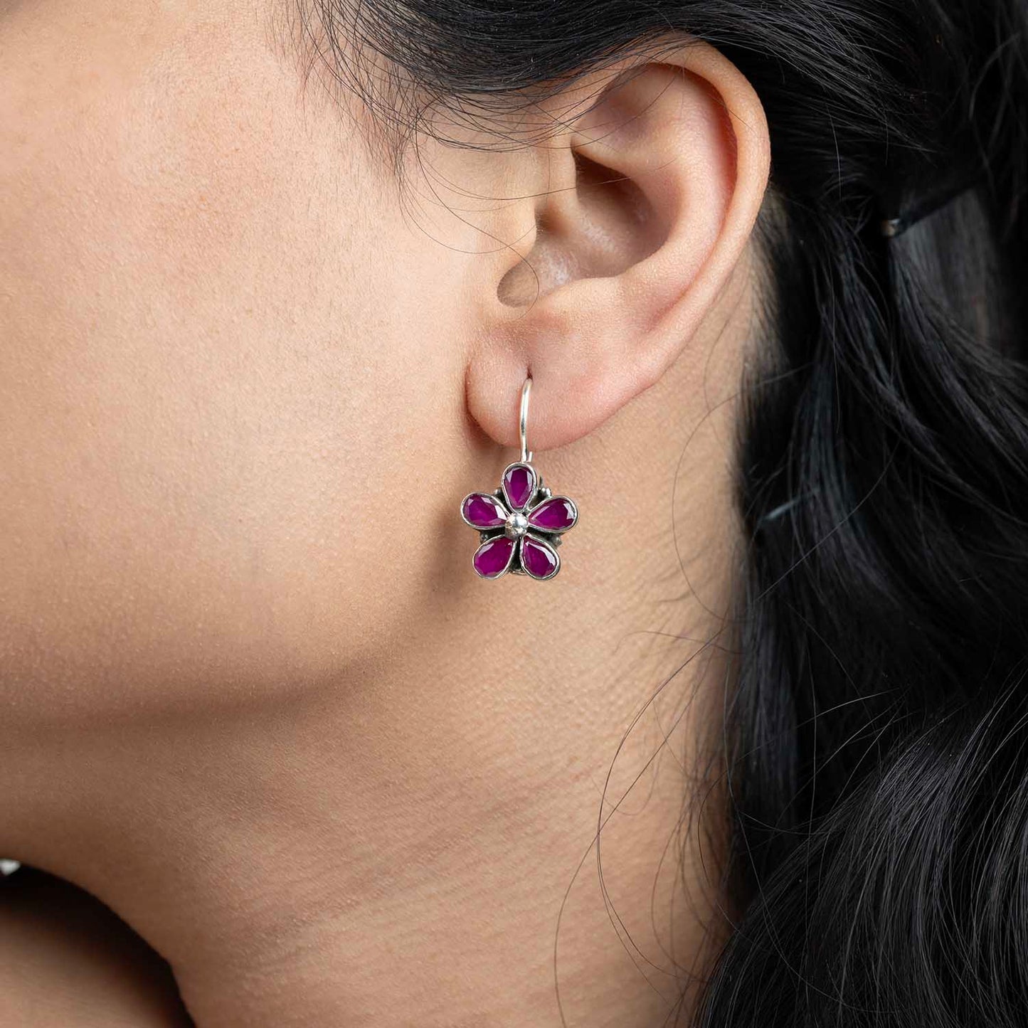 Floral Silver Earrings