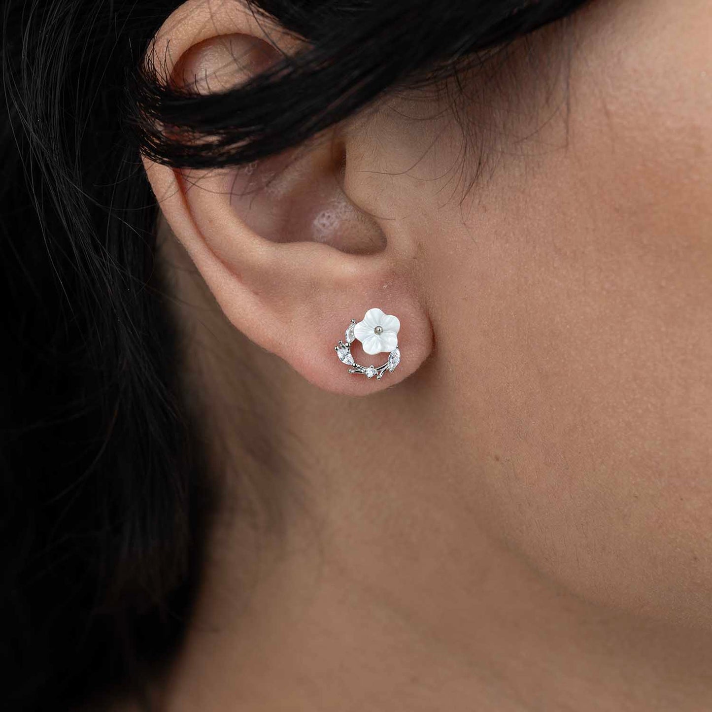 Silver Tinny Floral Earrings