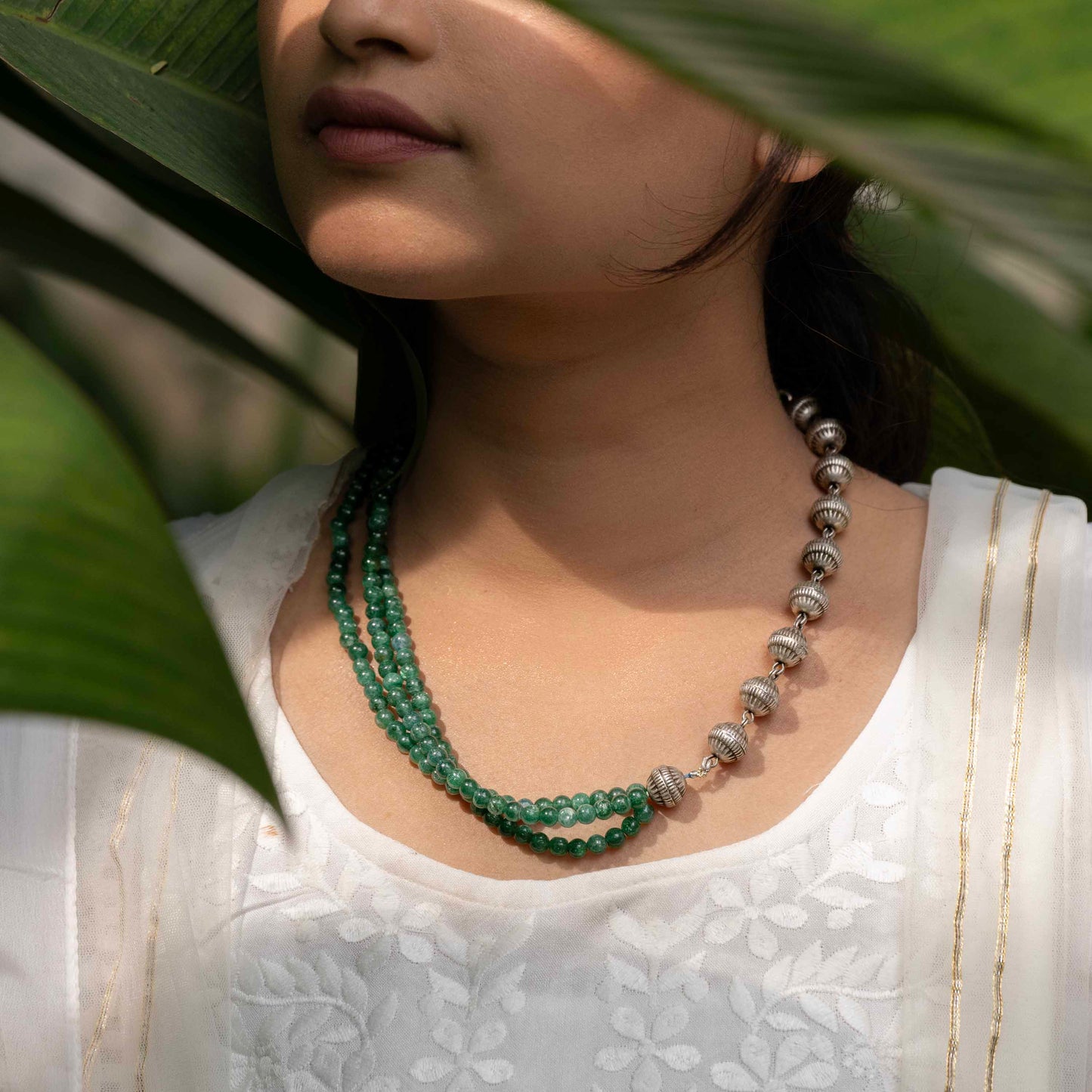 Green Onyx Silver Necklace