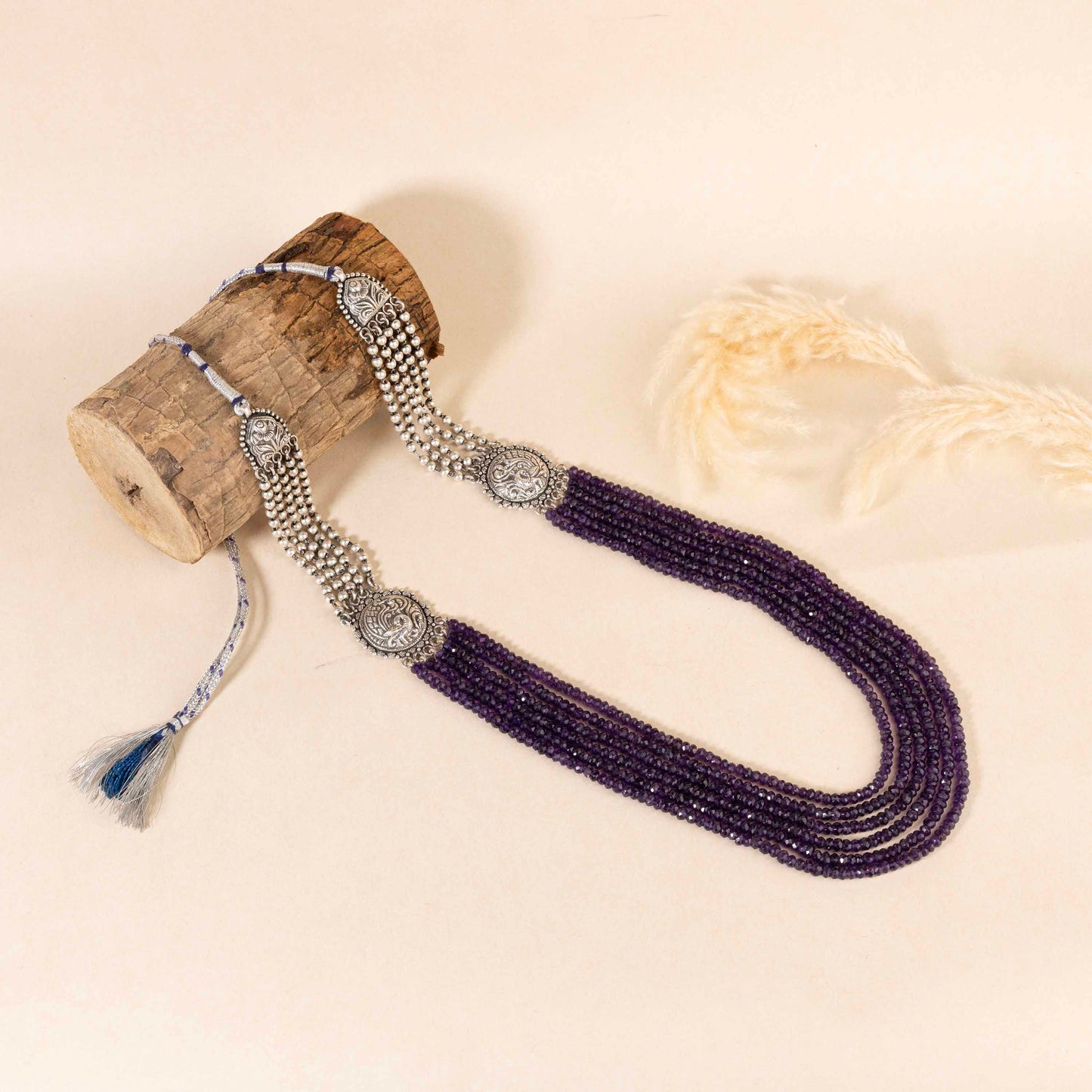 Twilight Muse – Amethyst & Oxidized Silver Long Necklace