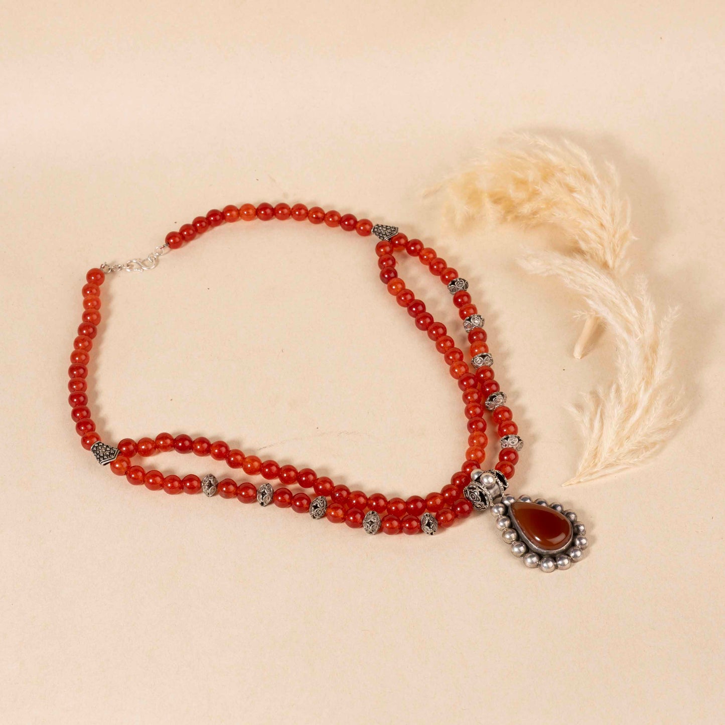 Rustic Ember – Carnelian & Oxidized Silver Necklace