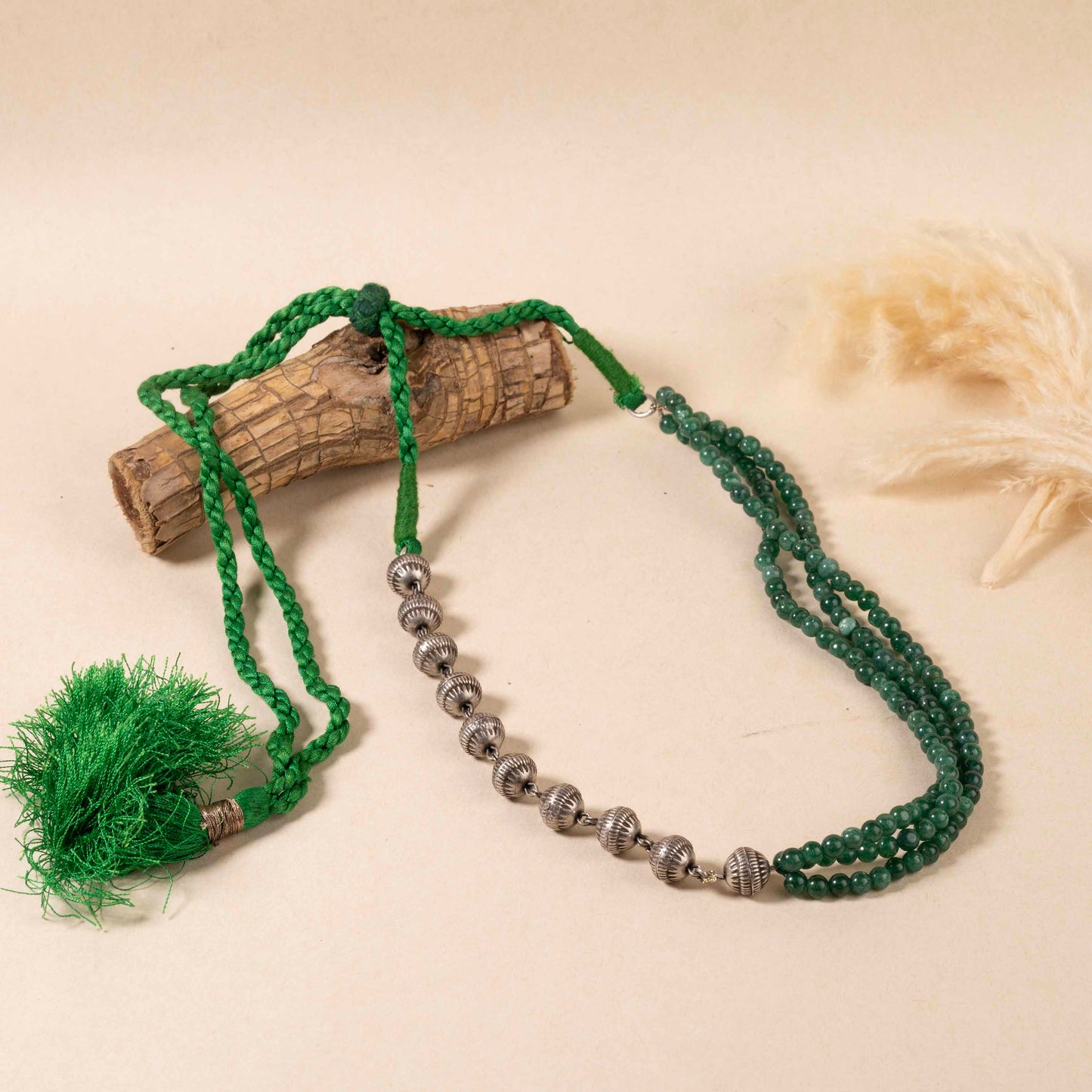 Green Onyx Silver Necklace