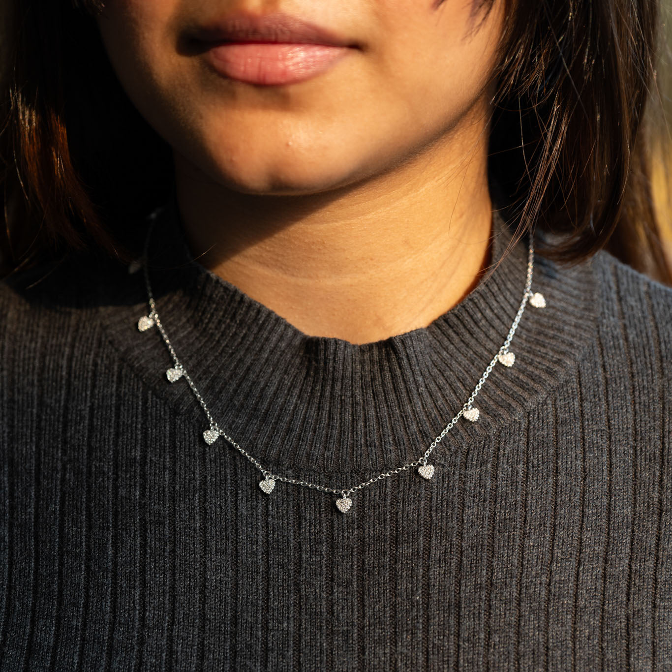 Silver Dangling Hearts Chain