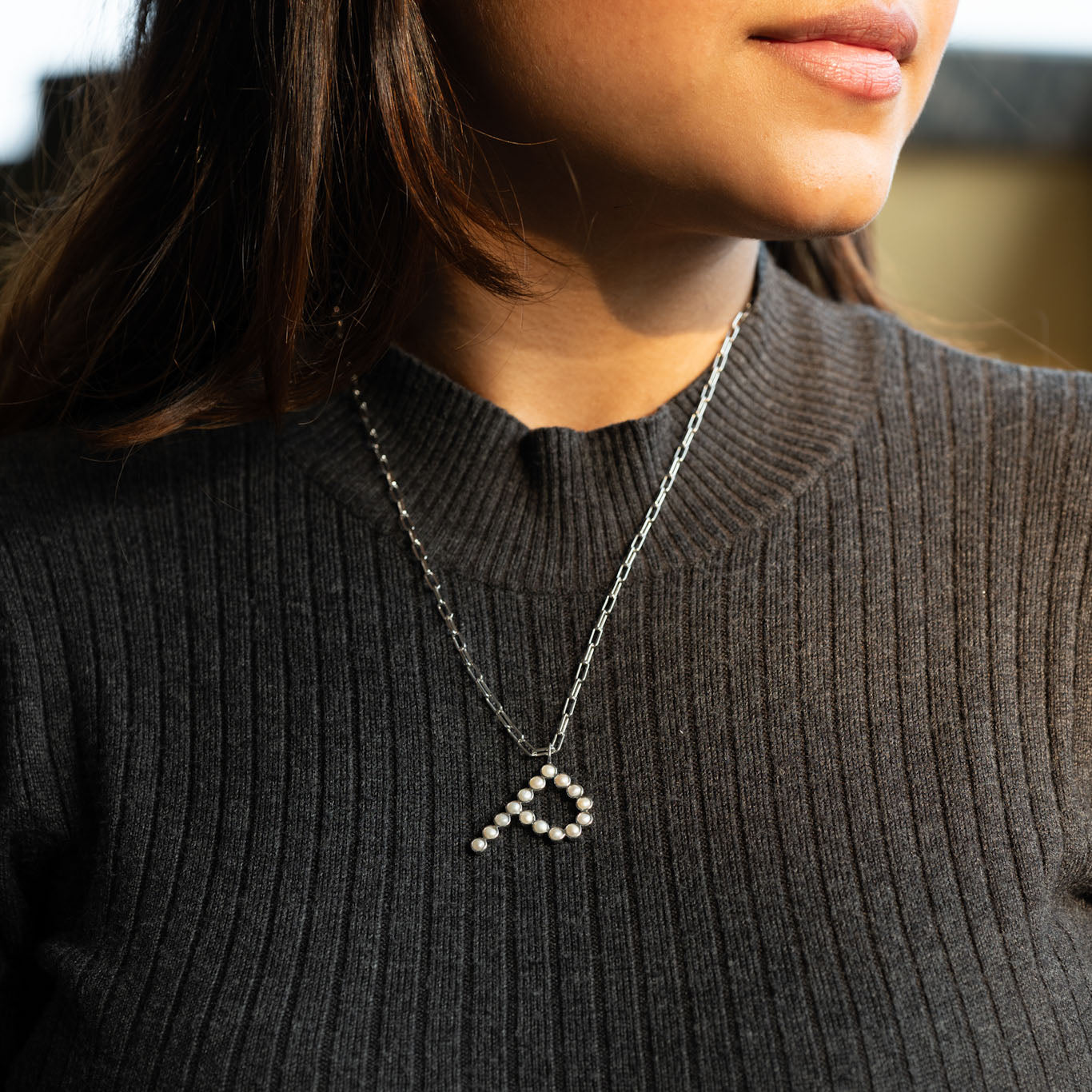 Silver Letter P Neck Chain