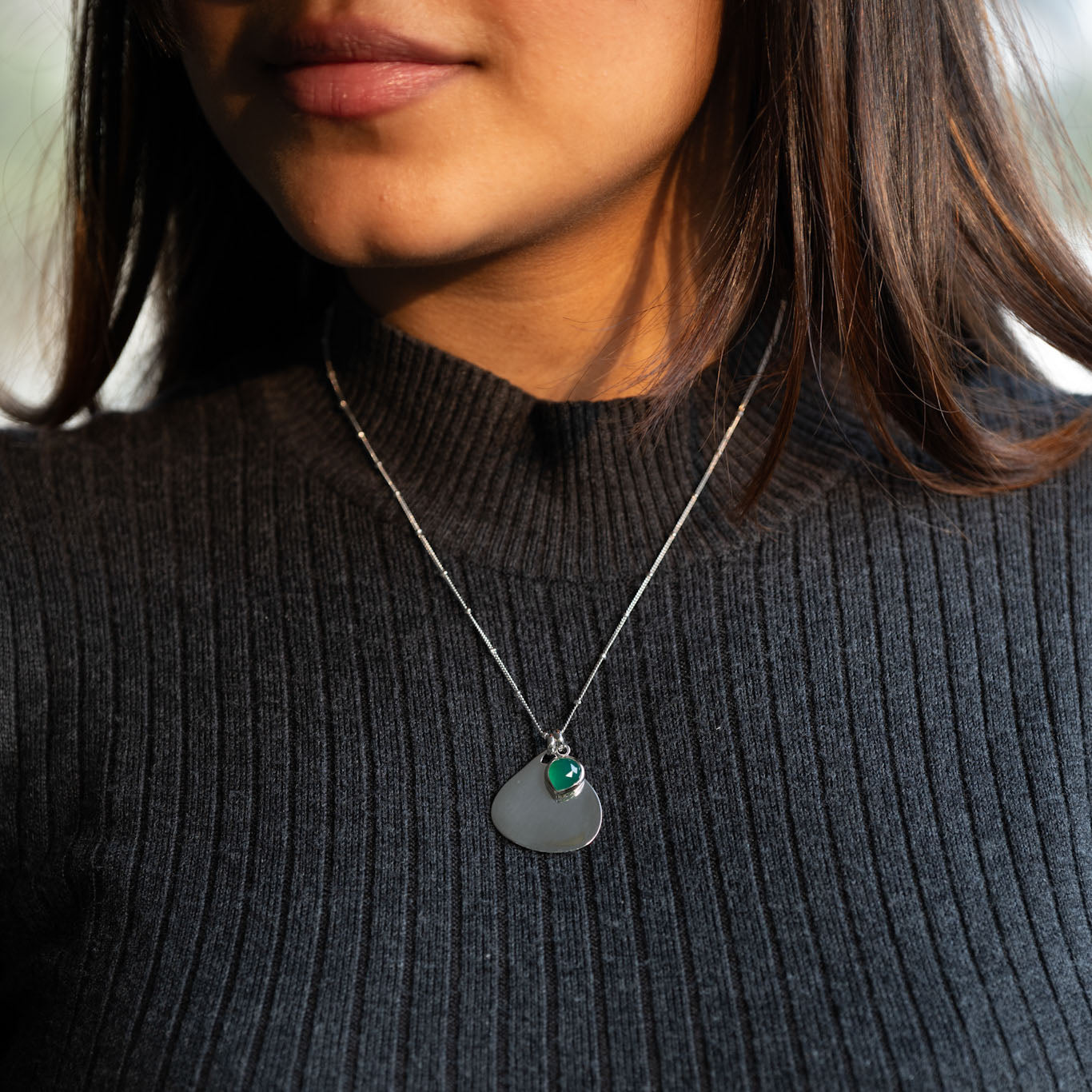 Green Onyx Silver Necklace