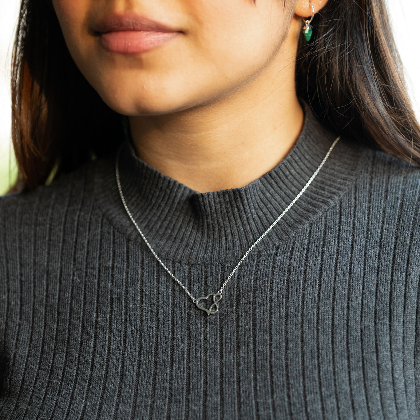Silver Infinity Heart Neck Chain