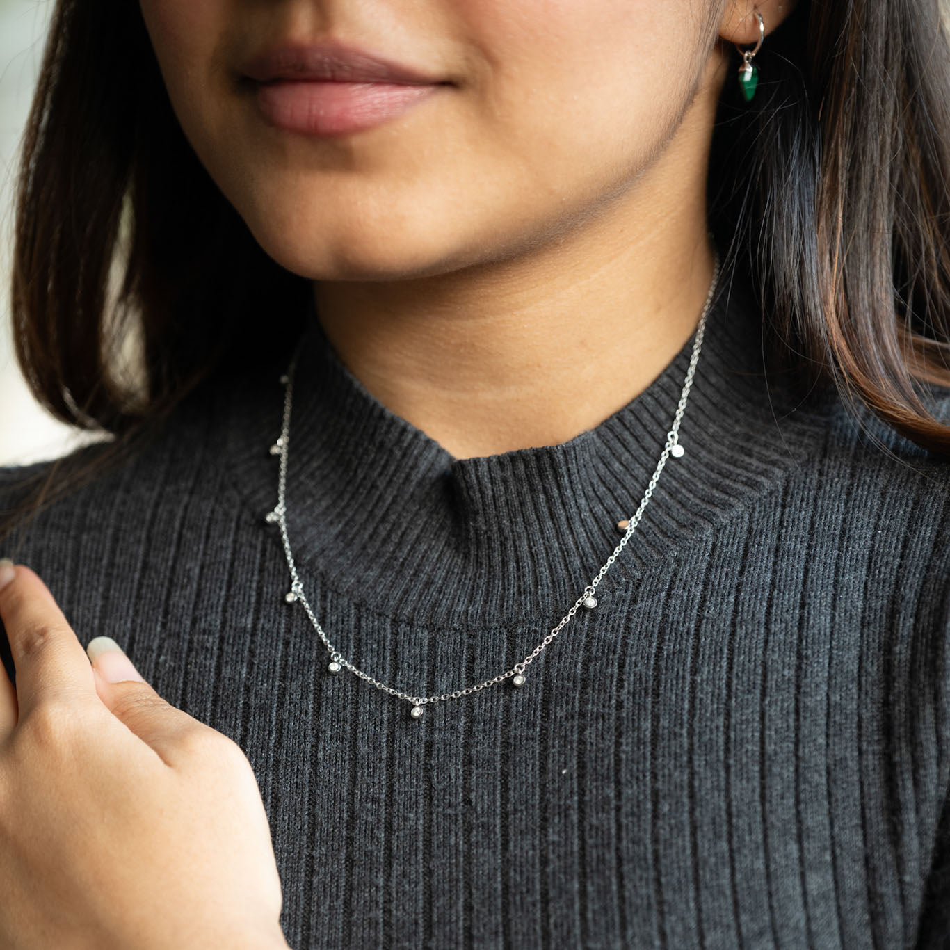 Silver Dangling Stones Chain