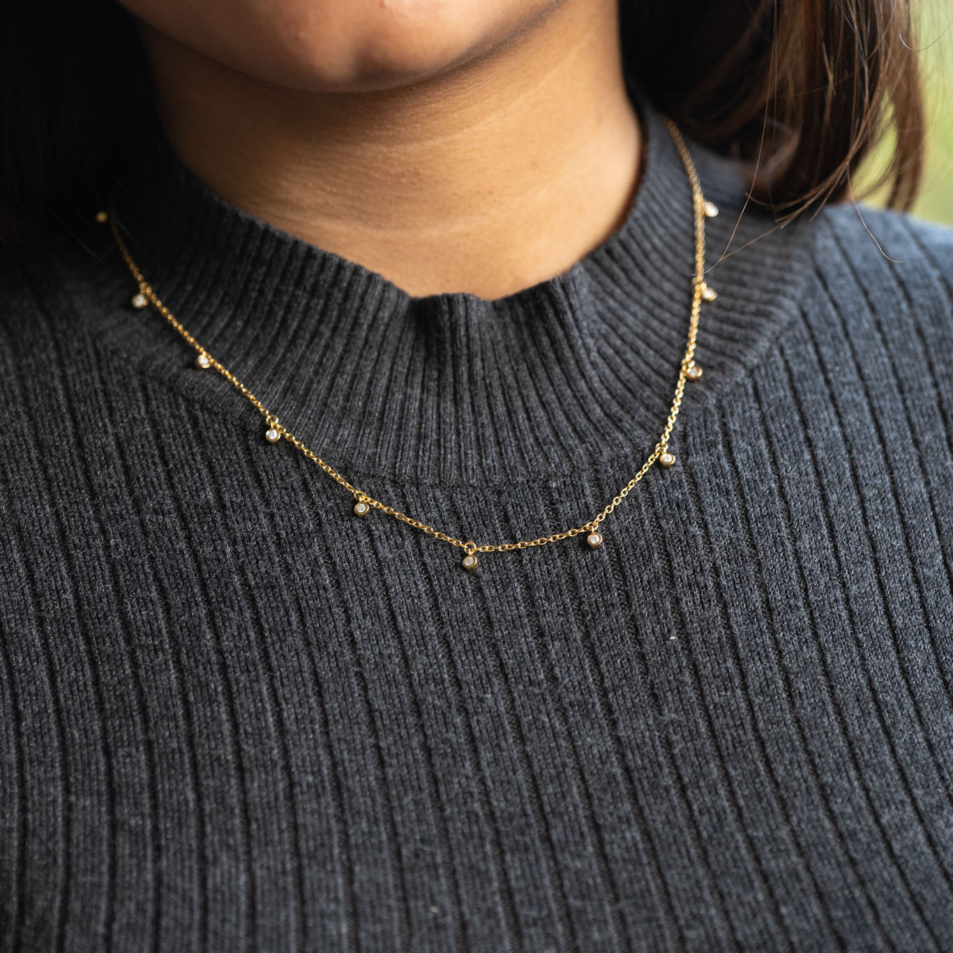 Gold Dangling Stones Chain
