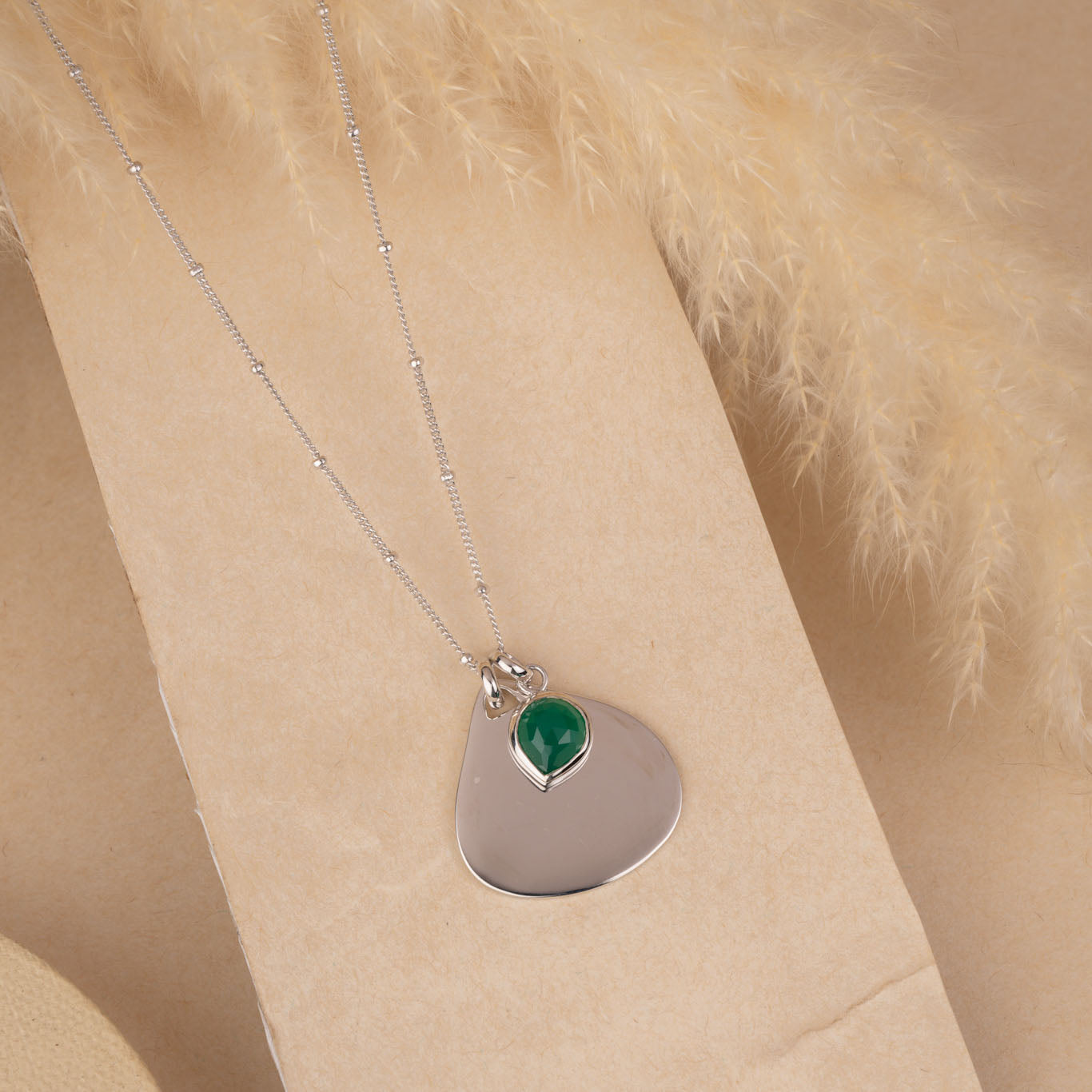 Green Onyx Silver Necklace