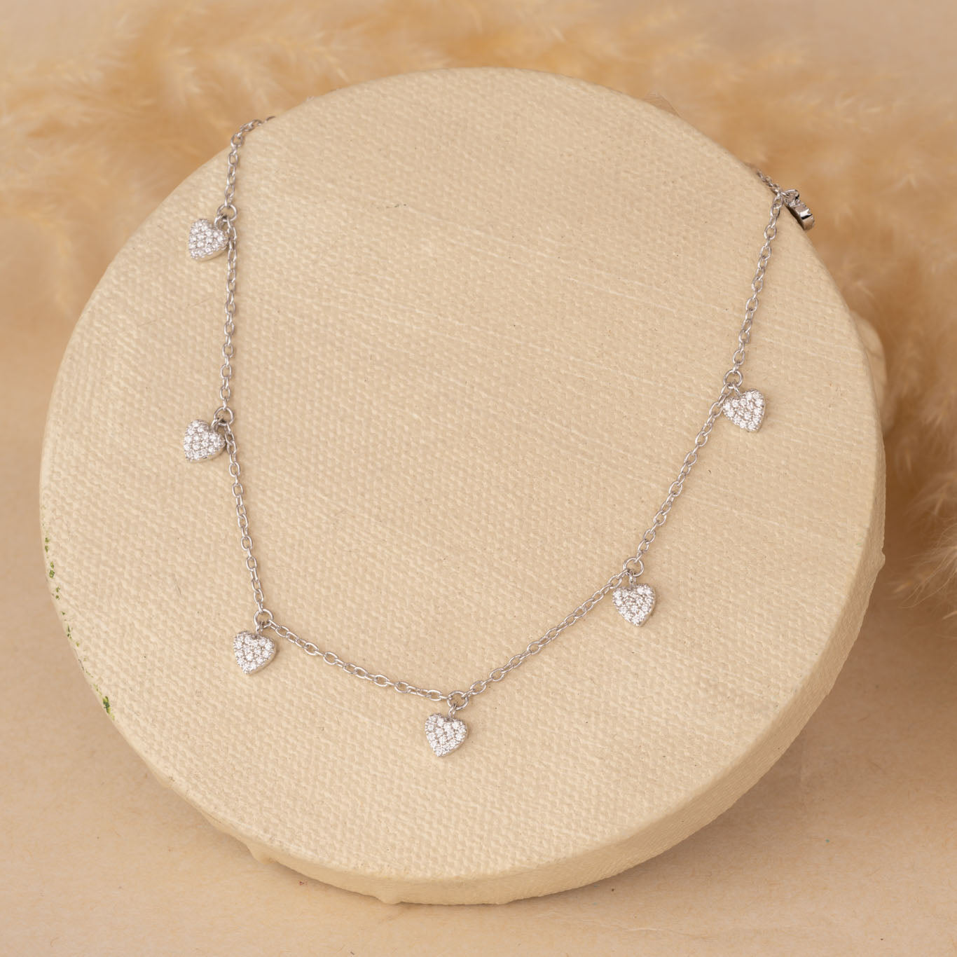 Silver Dangling Hearts Chain
