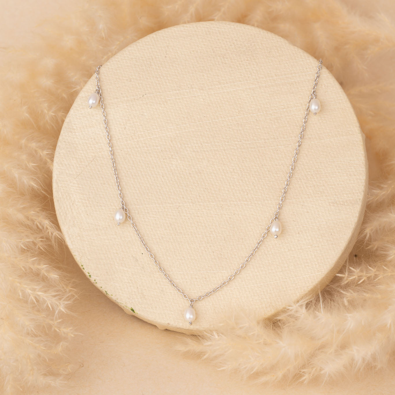 Dangling Pearls SIlver Necklace