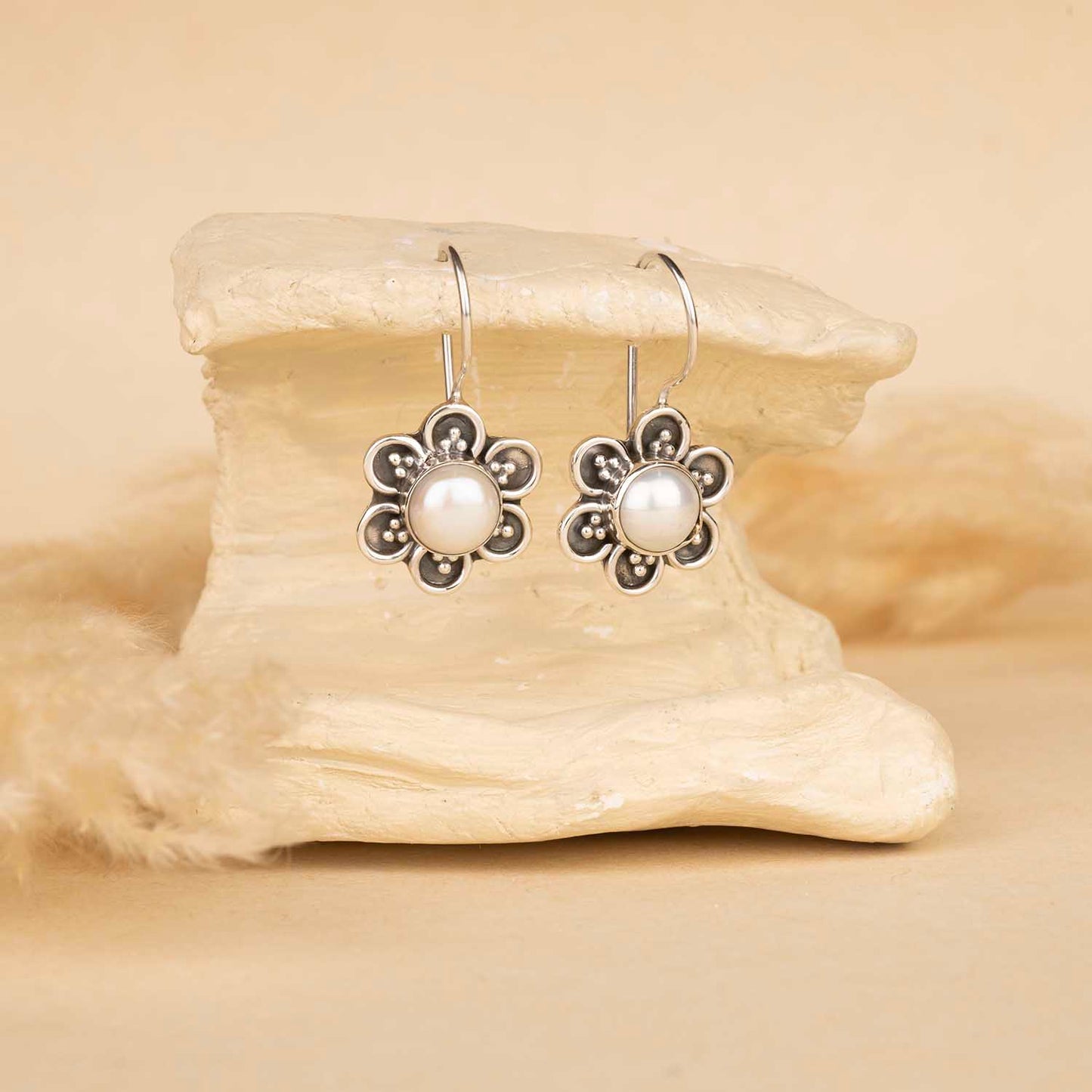 Floral Silver Earrings